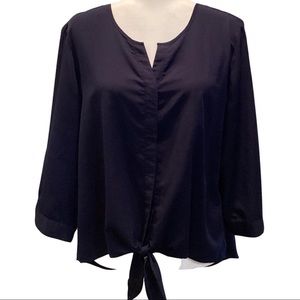 3/$30 Chico’s Button Down Tie Front Navy Blouse Size L